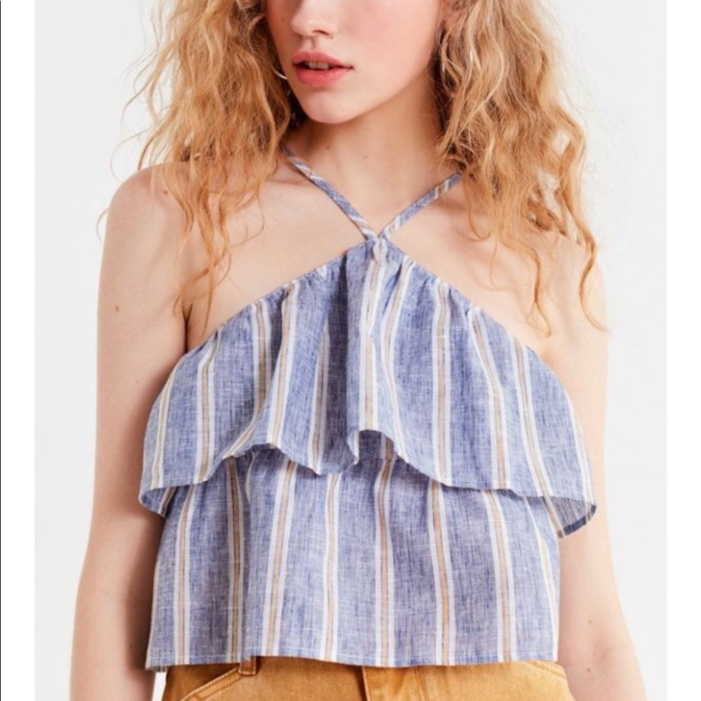 Urban Outfitters Hattie Striped Halter Tank Top L